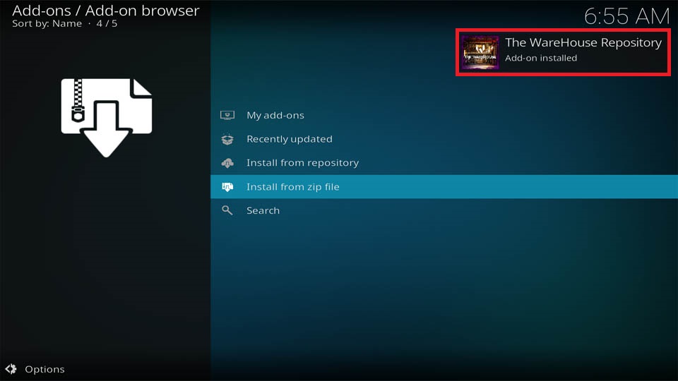 TheWareHouse Repository addon Installed