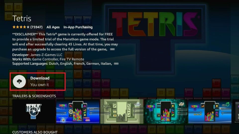 how to download tetris on firestick