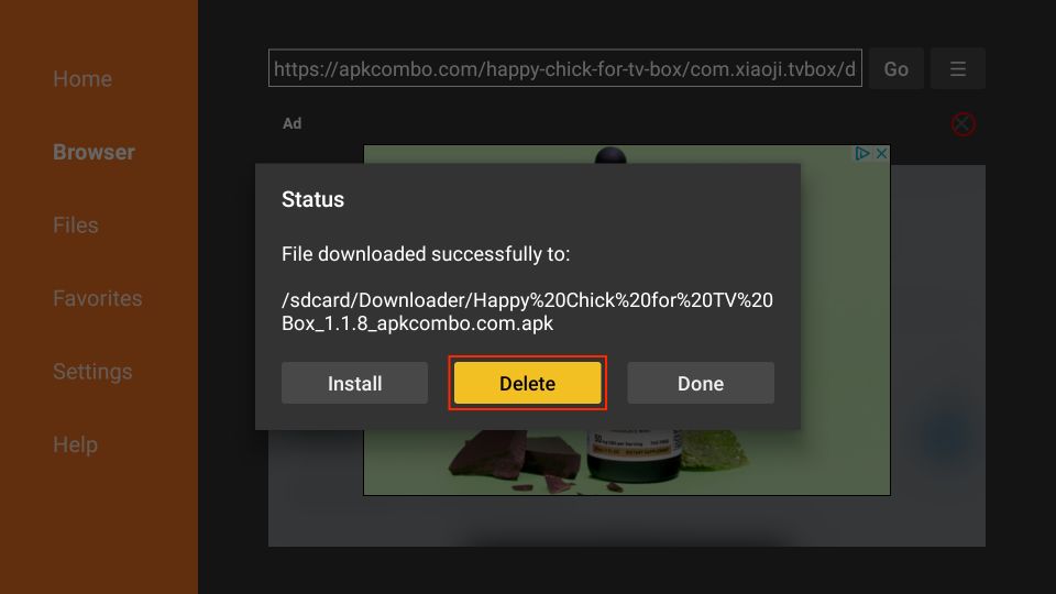 delete happy chick apk files