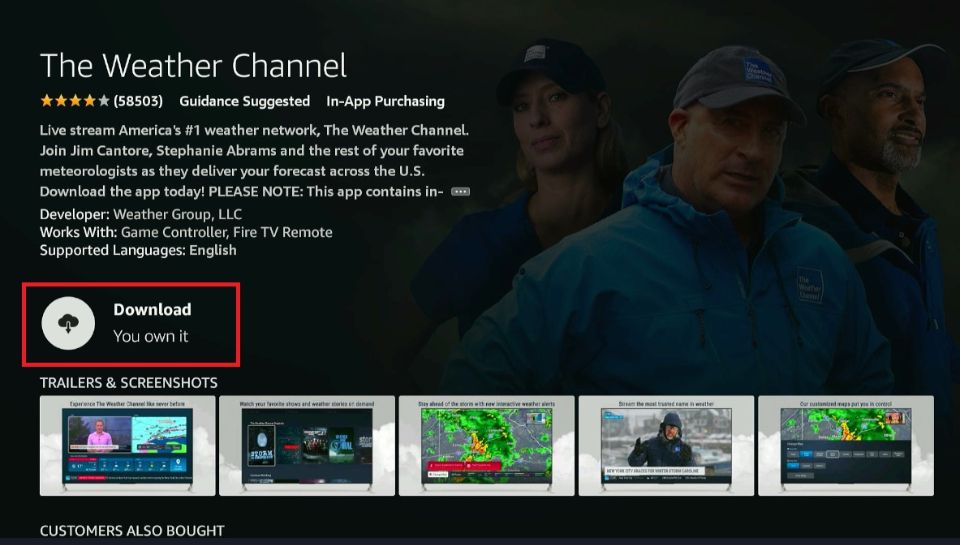 how to download the weather channel on firestick