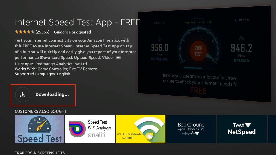 downloading internet speed test app