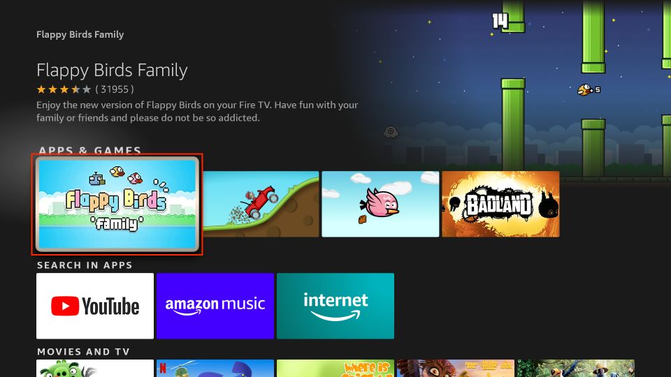 Flappy Birds Family app on firestick