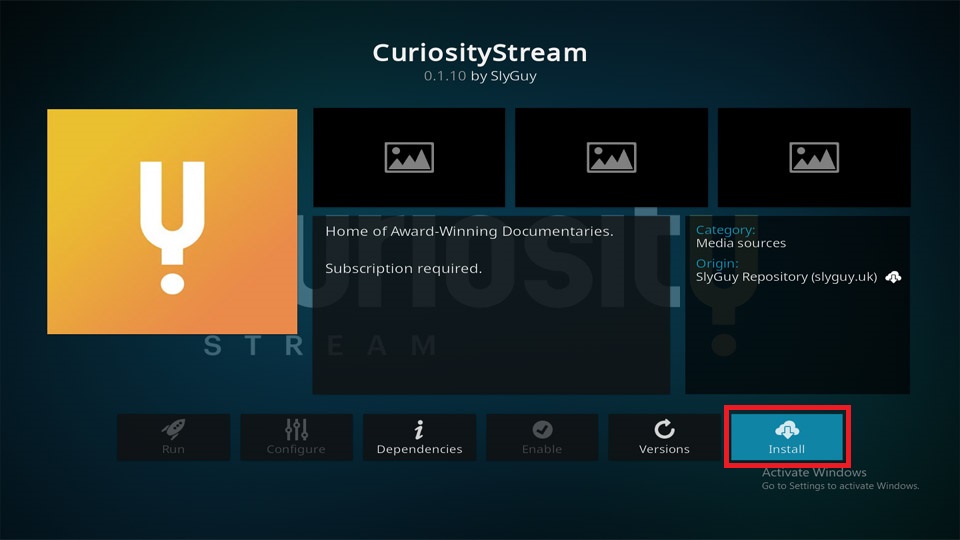 How to install CuriosityStream kodi addon