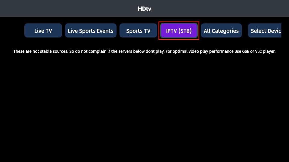 select the IPTV(STB)