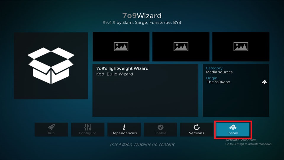 click on install button
