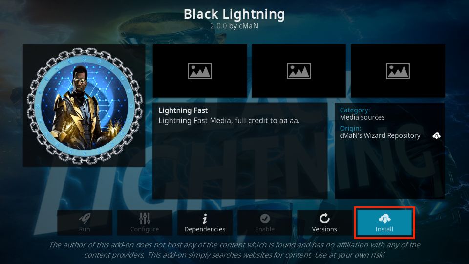 how to install black lightning kodi addon