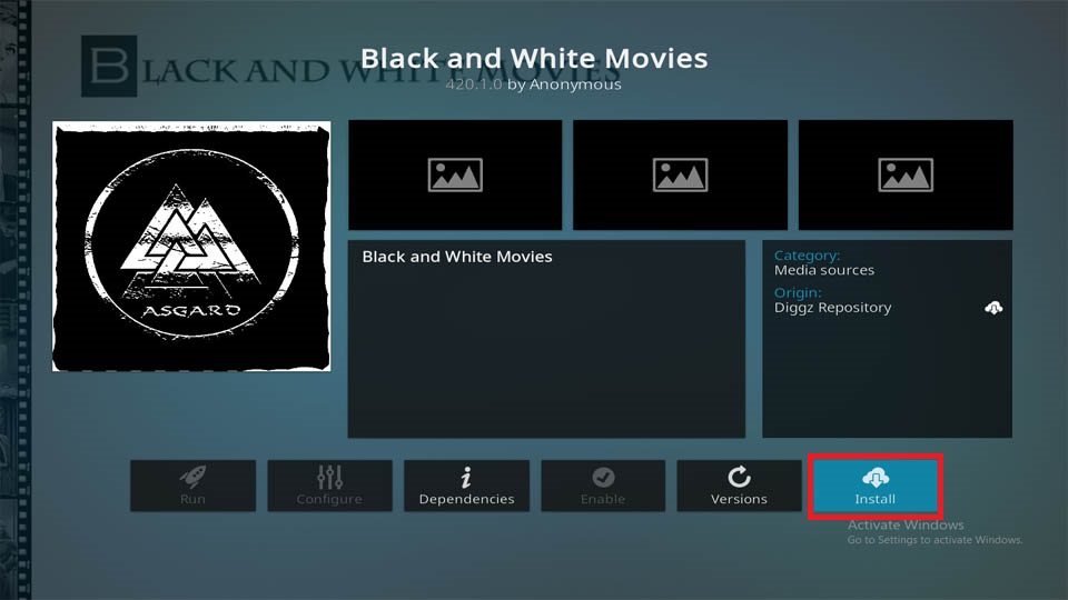 how to install black and white movies kodi addon