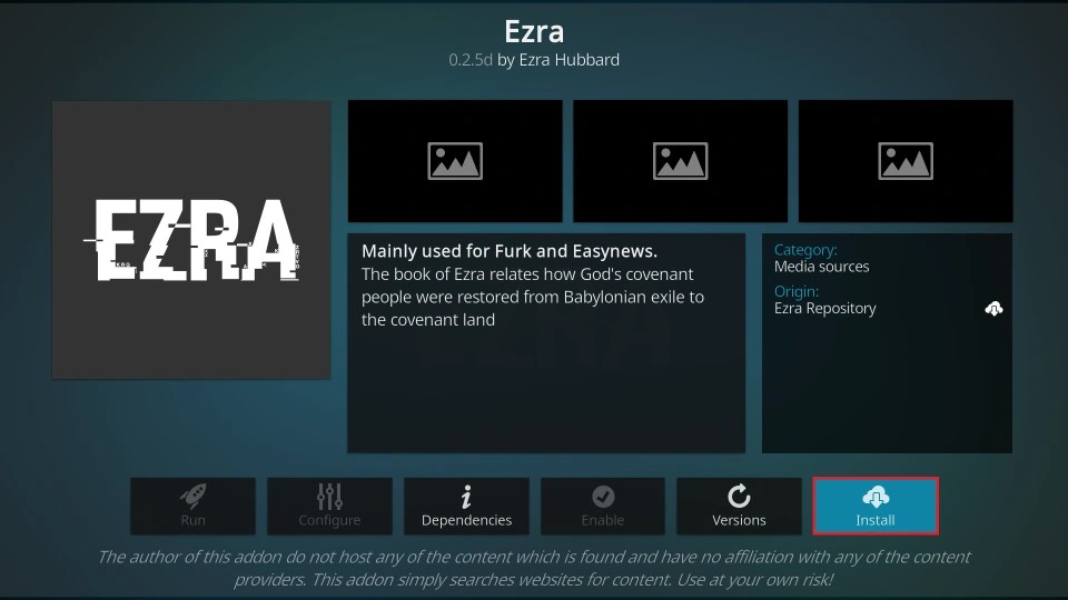 how to install ezra kodi addon