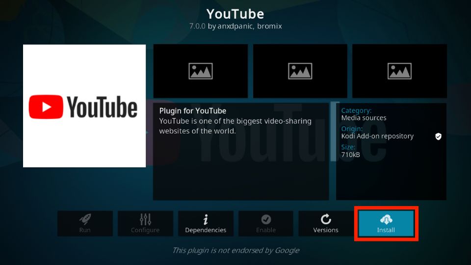 how to install youtube addon on kodi