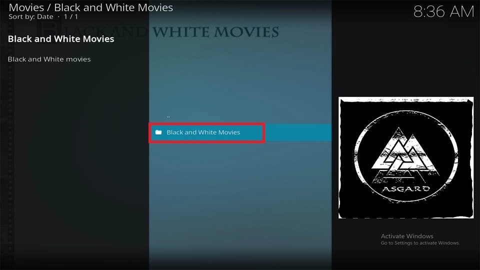 how to play black and white movies kodi addon