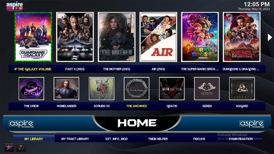 aspire kodi build home page