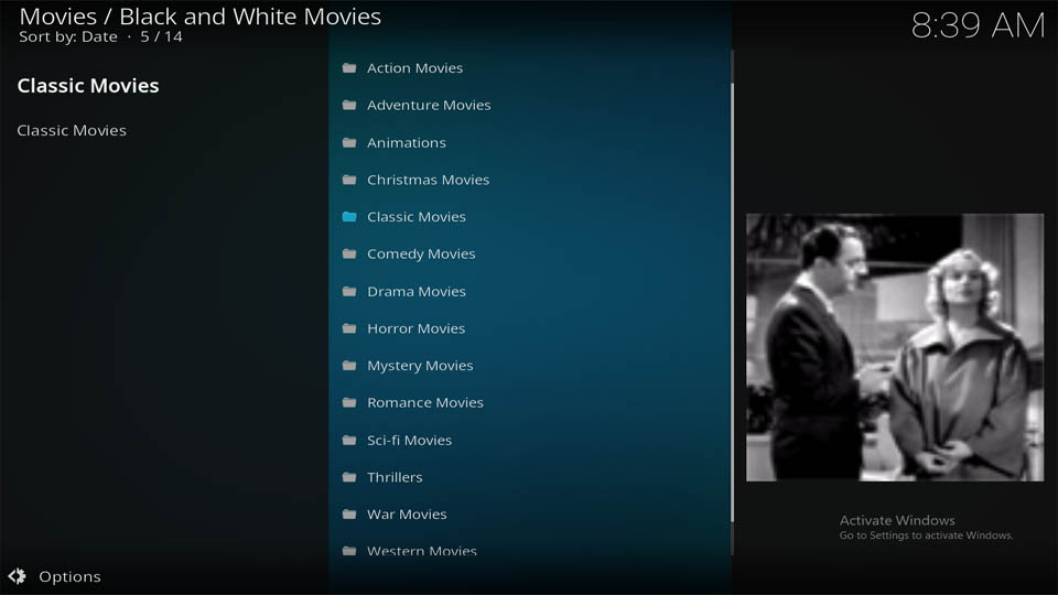 how to install black and white movies kodi addon