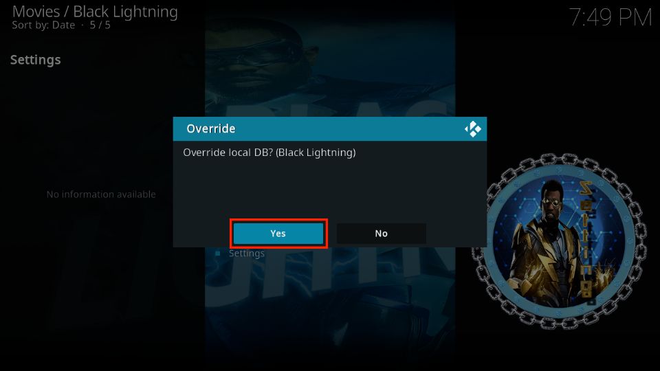 click on yes button