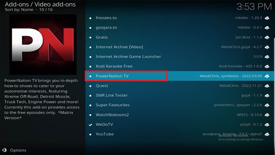 PowerNation TV addon