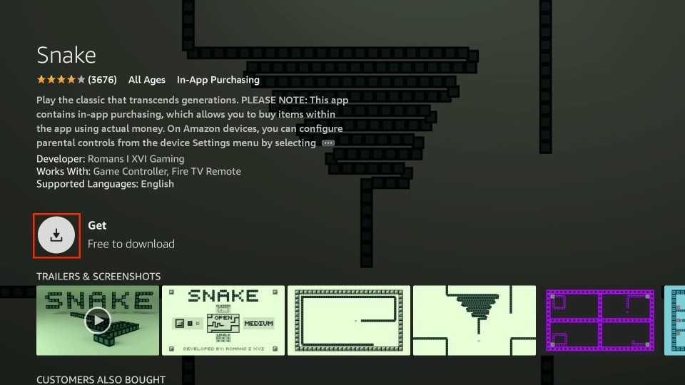 how to get snake app on firestick