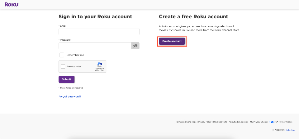 click on Create Account button
