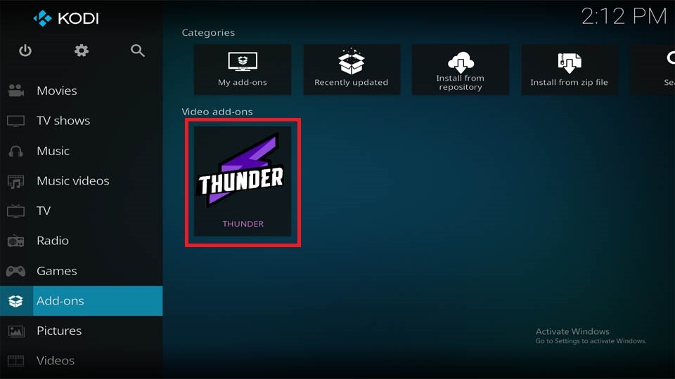 thunder addon for kodi