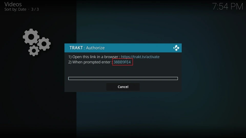 trakt authorization code