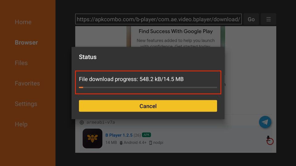 downloading bplayer apk files