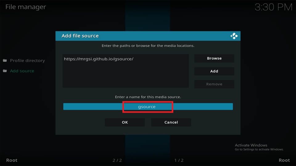 media source name