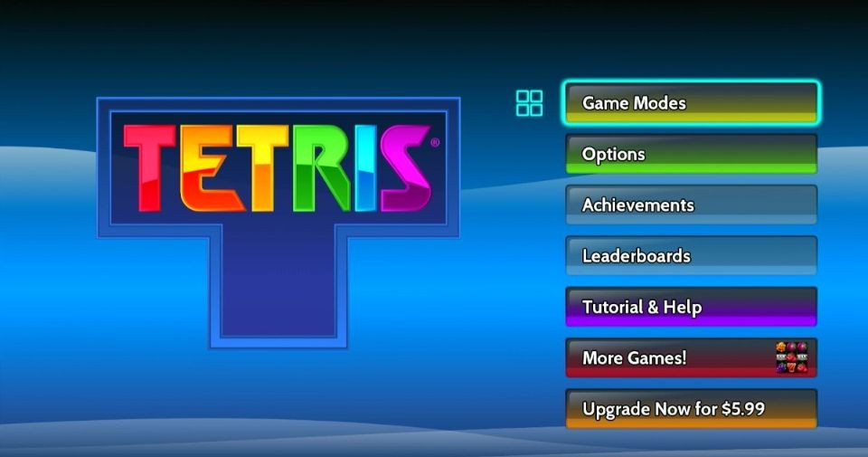 tetris app home screen
