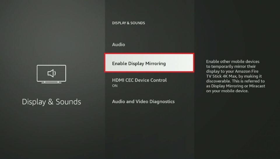 Click Enable Display Mirroring