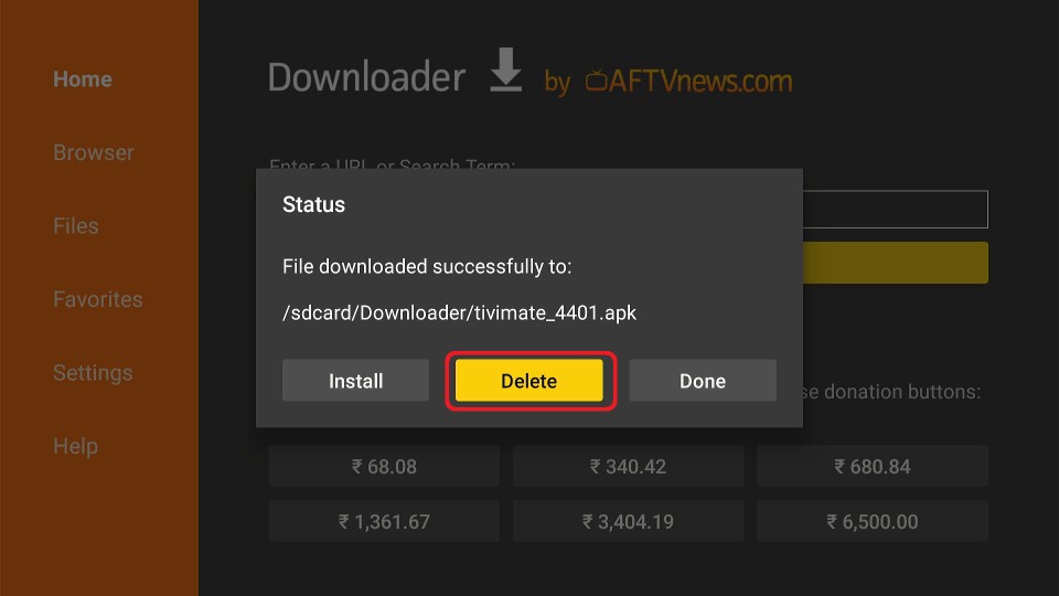 delete tivimate iptv player apk files