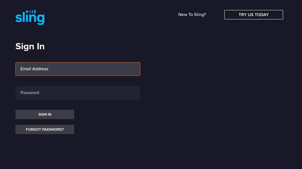 sign in Sling Tv
