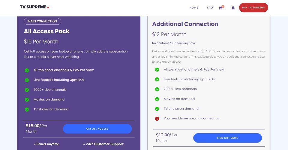 Supreme TV IPTV Plans and Pricing