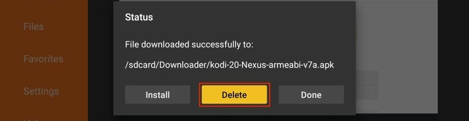 delete kodi files