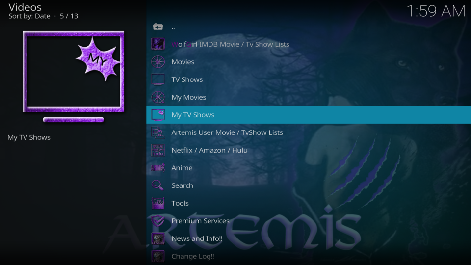 how to install artemis kodi addon