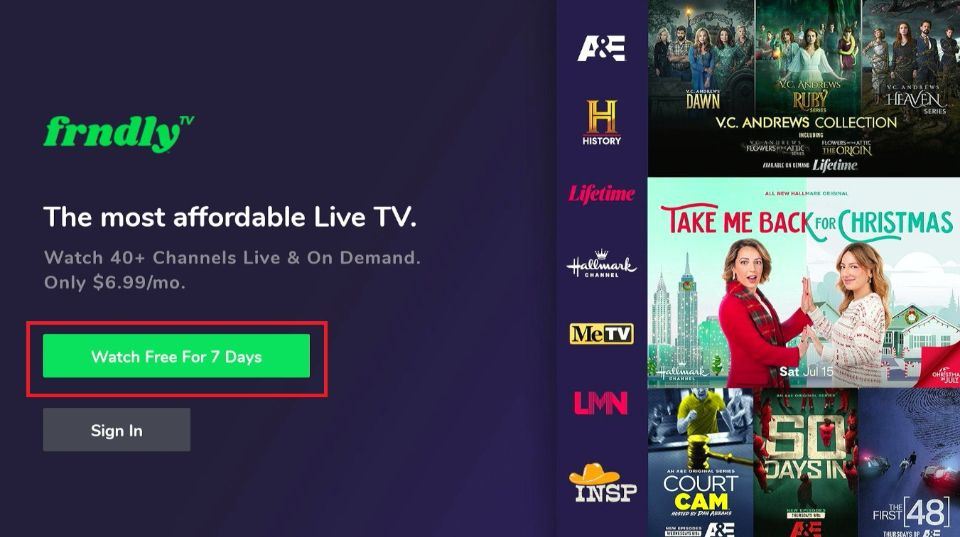 frndly tv home page