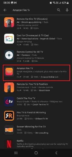 click on Amazon Fire TV app