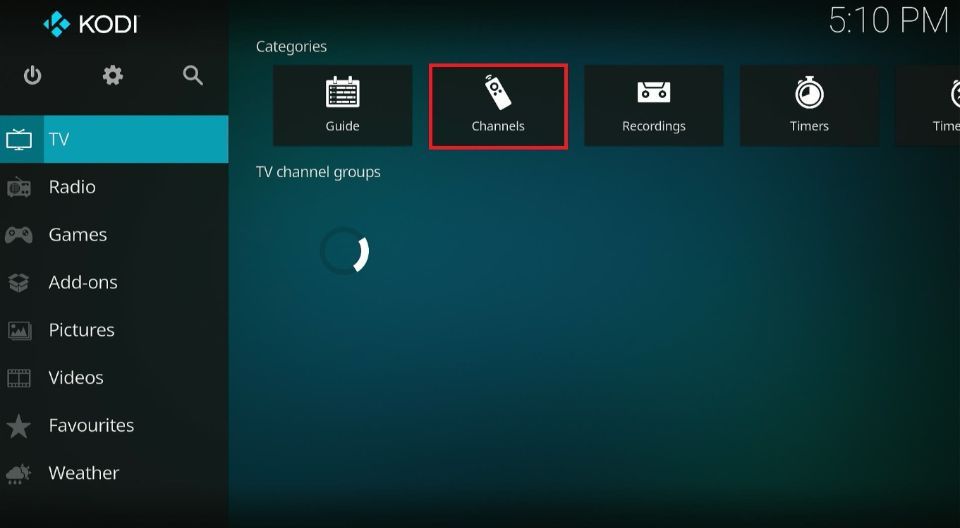 select channels tab