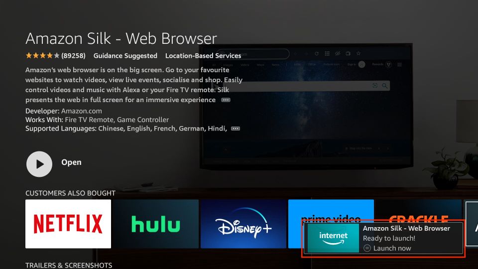 Silk Browser Installed