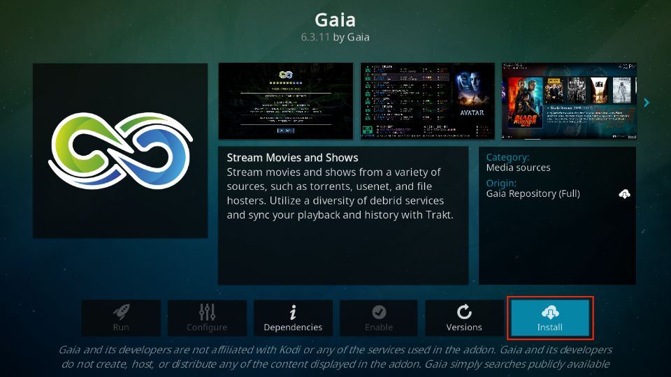 how to install gaia kodi addon