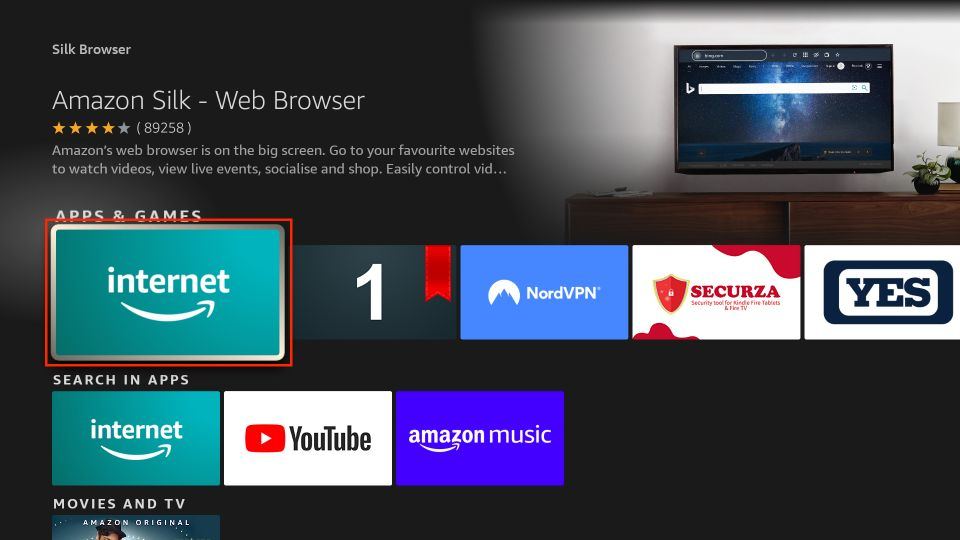 select the Amazon Silk- Web Browser icon