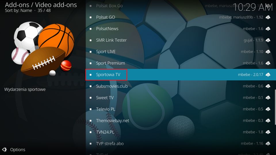 sportowa kodi addon