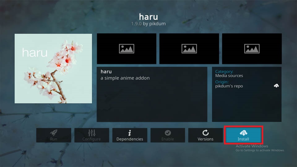 how to install haru kodi addon