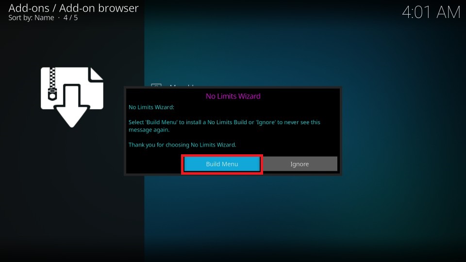 build menu