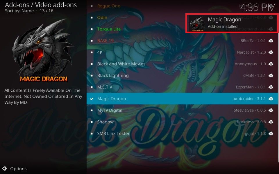 magic-dragon-add-on-installed