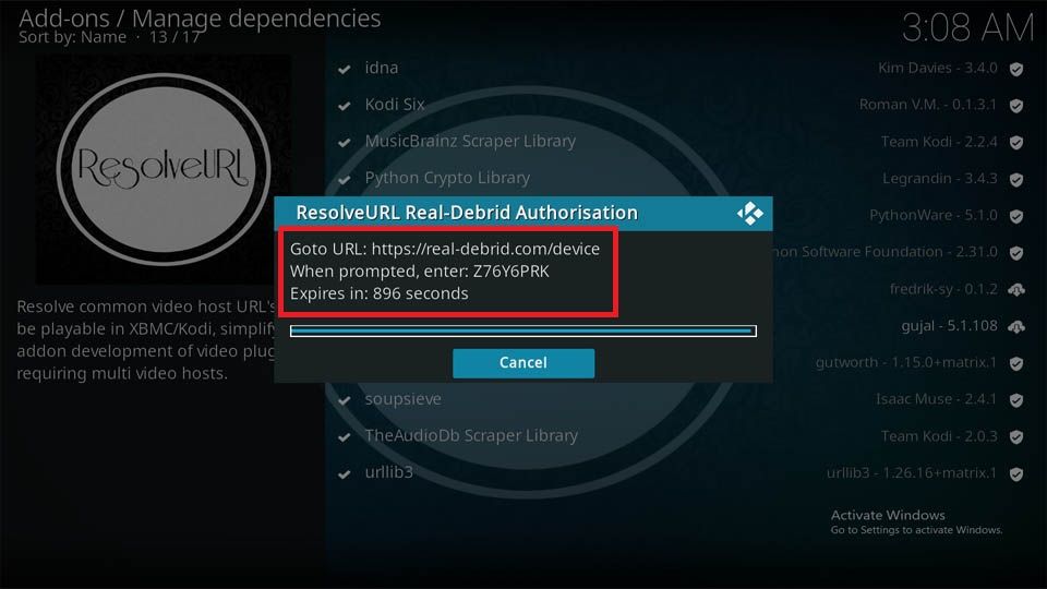 real debrid authorisation code