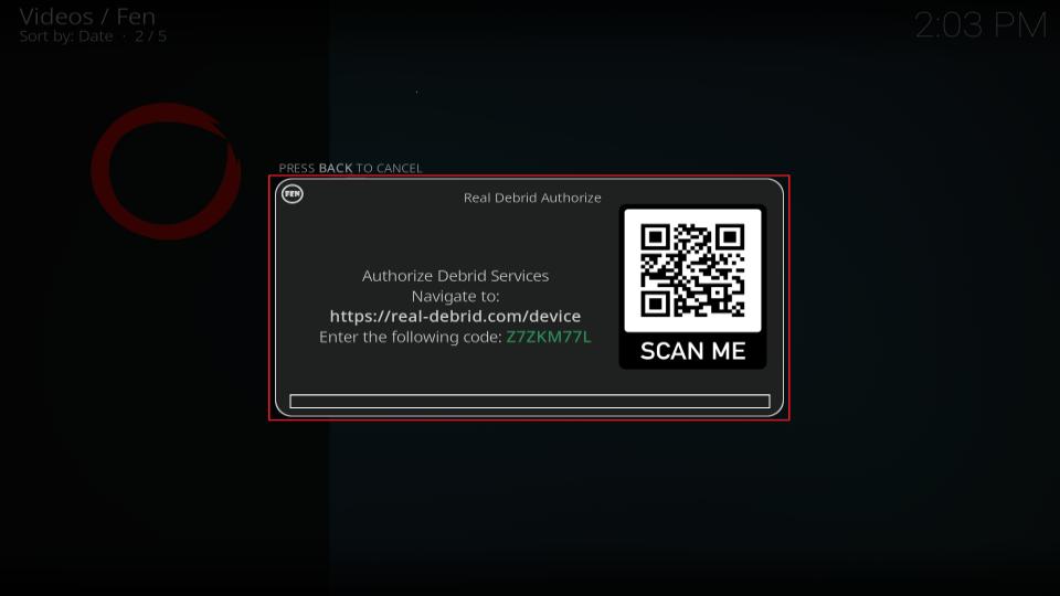 real debrid authorization screen