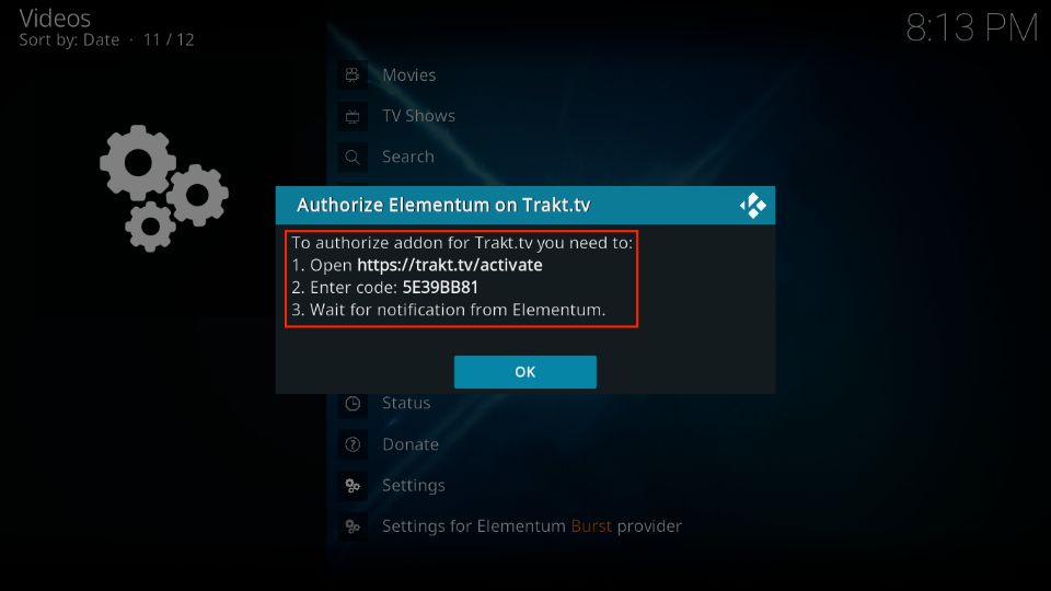 authorize trakt