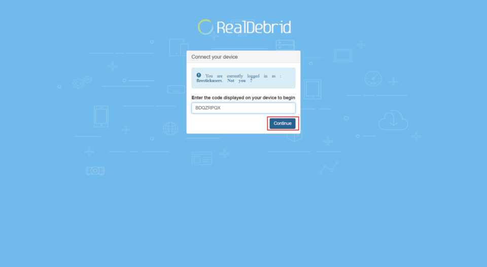 enter real debrid auth code