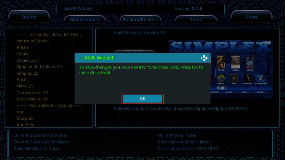 force close kodi