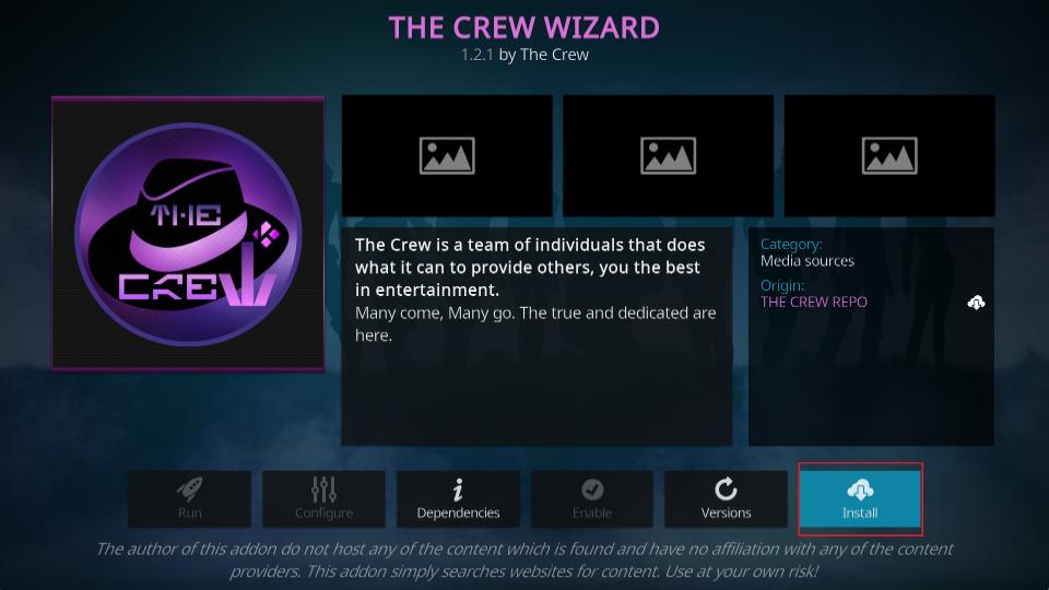 install the crew wizard
