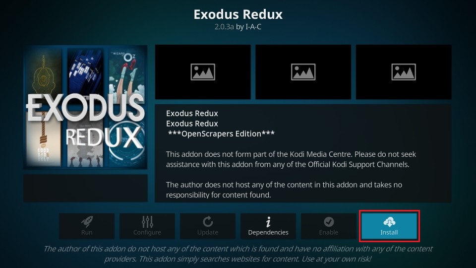 select install exodus
