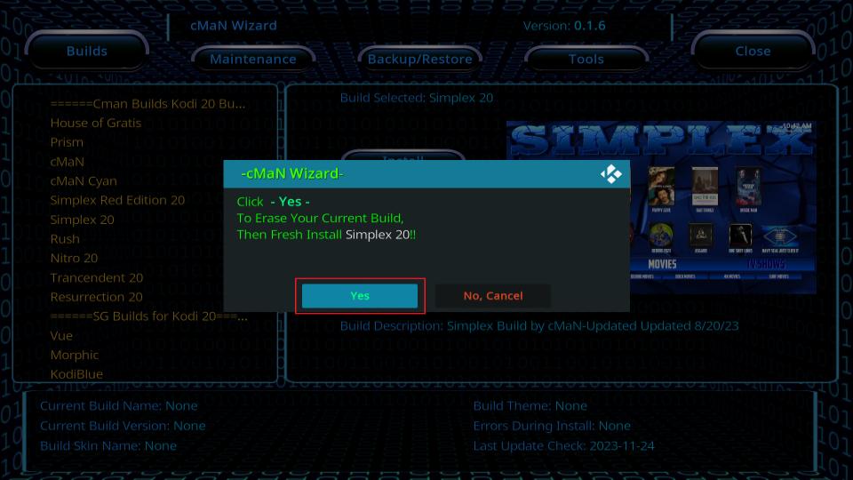 select yes