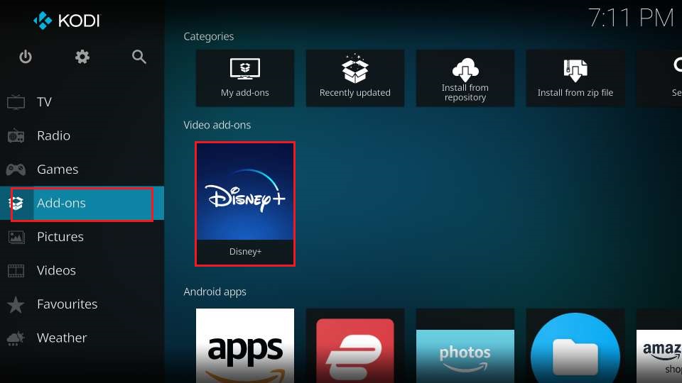 Addons-tab-Kodi-Home-Screen-Disney-Plus-Kodi-Addon